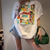 Summer European and American Street Style Design Sense Casual Large Size T-shirt Women's Tide Brand Ins Loose Cartoon Pure Cotton Short-sleeved Top