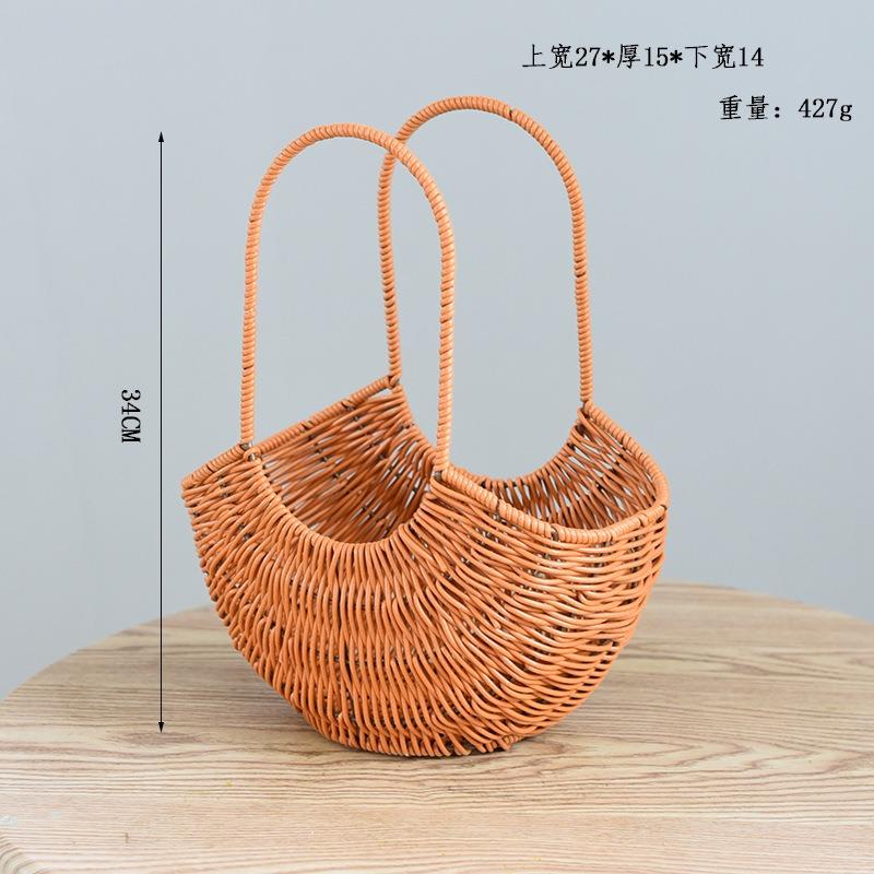 New Internet celebrity decoration portable flower basket packaging flower basket handmade rattan floral arrangement gift straw wood chips