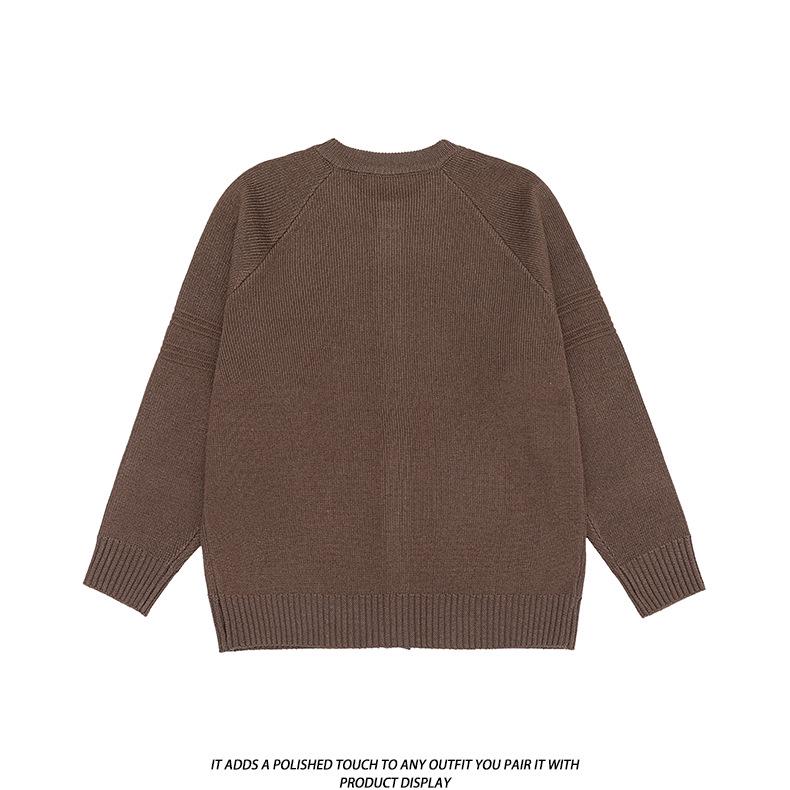 Men's Retro Japanese Design Round-Neck Button-Up Cardigan - Versatile Autumn/Winter Knitwear for Couples