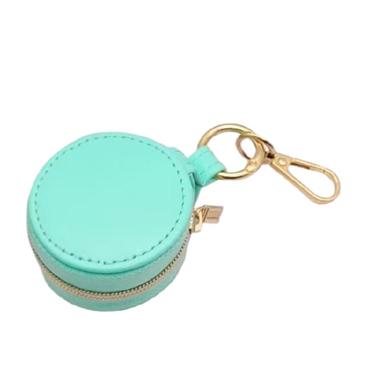 Convenient Keychain Jewelry Holder PU Leather Ring Case for Secure Storage of Accessories In a Compact Travel Size