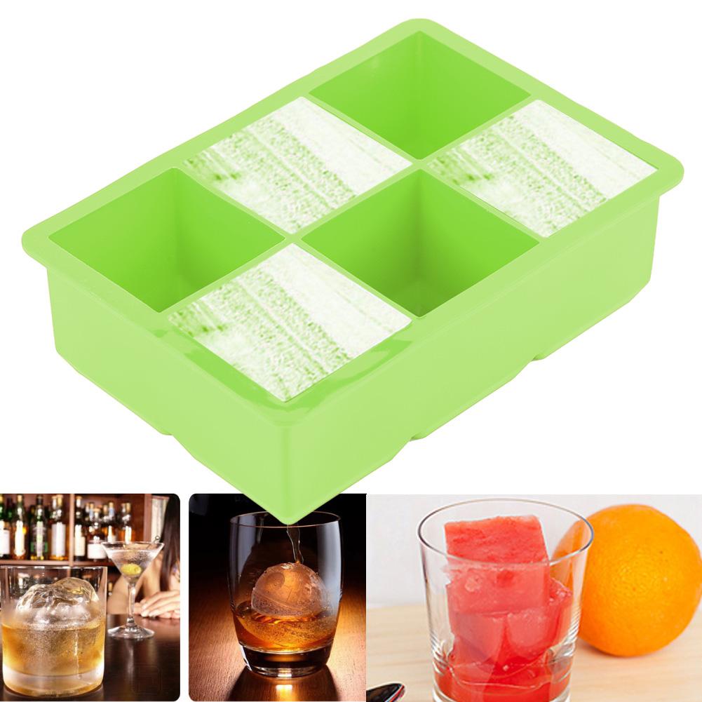 Silicone Ice Cube Maker 6 Cavities Chocolate Candy Tray Mold Kitchen Cooking Tools Green