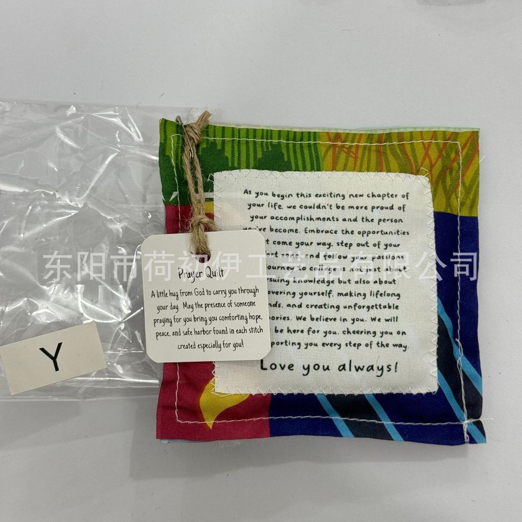 Nueva Bolsa de Tela Pequeña Creativa con Cruz y Palabras de Oración Colcha Colorida con Puntadas de Acolchado Colcha de Oración