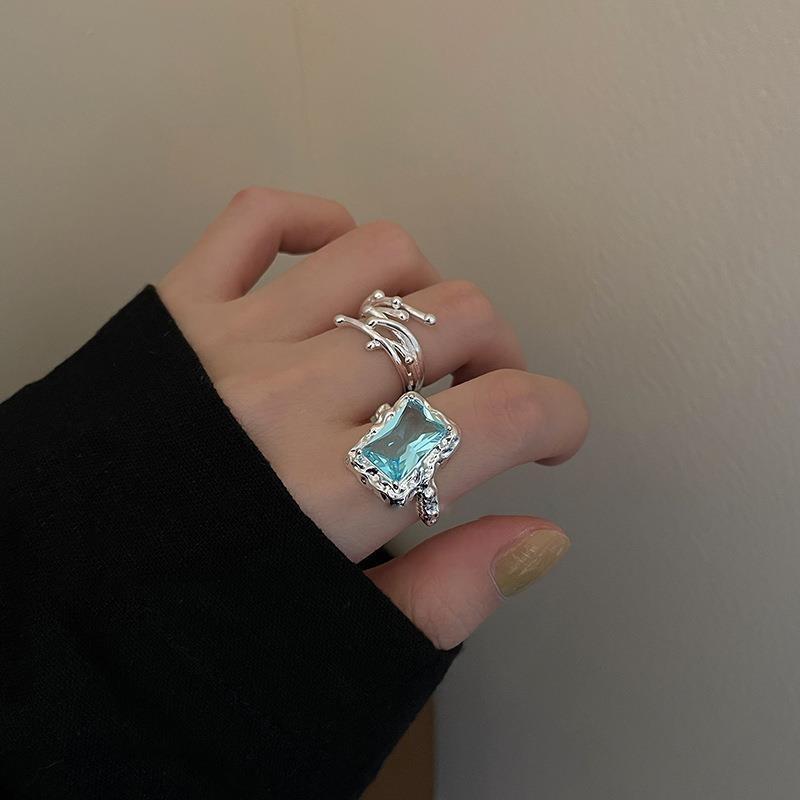 Shaped Stylish Geometric Silver Plated Open Ring For Women Trendy Accessory Fashion