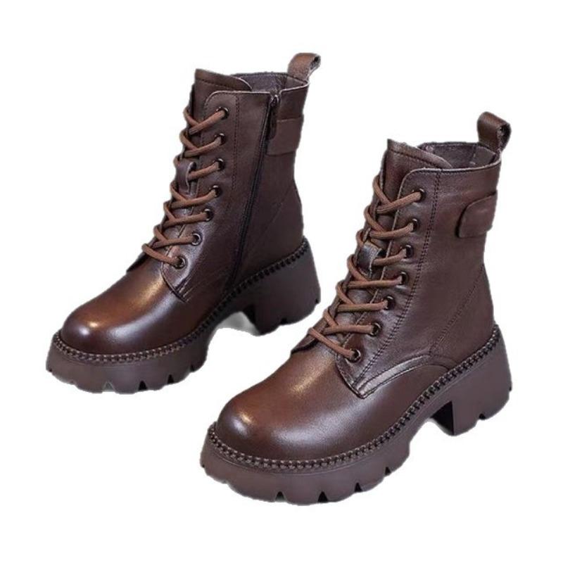 Martin boots women's short boots autumn and winter new velvet thickened versatile platform knight boots