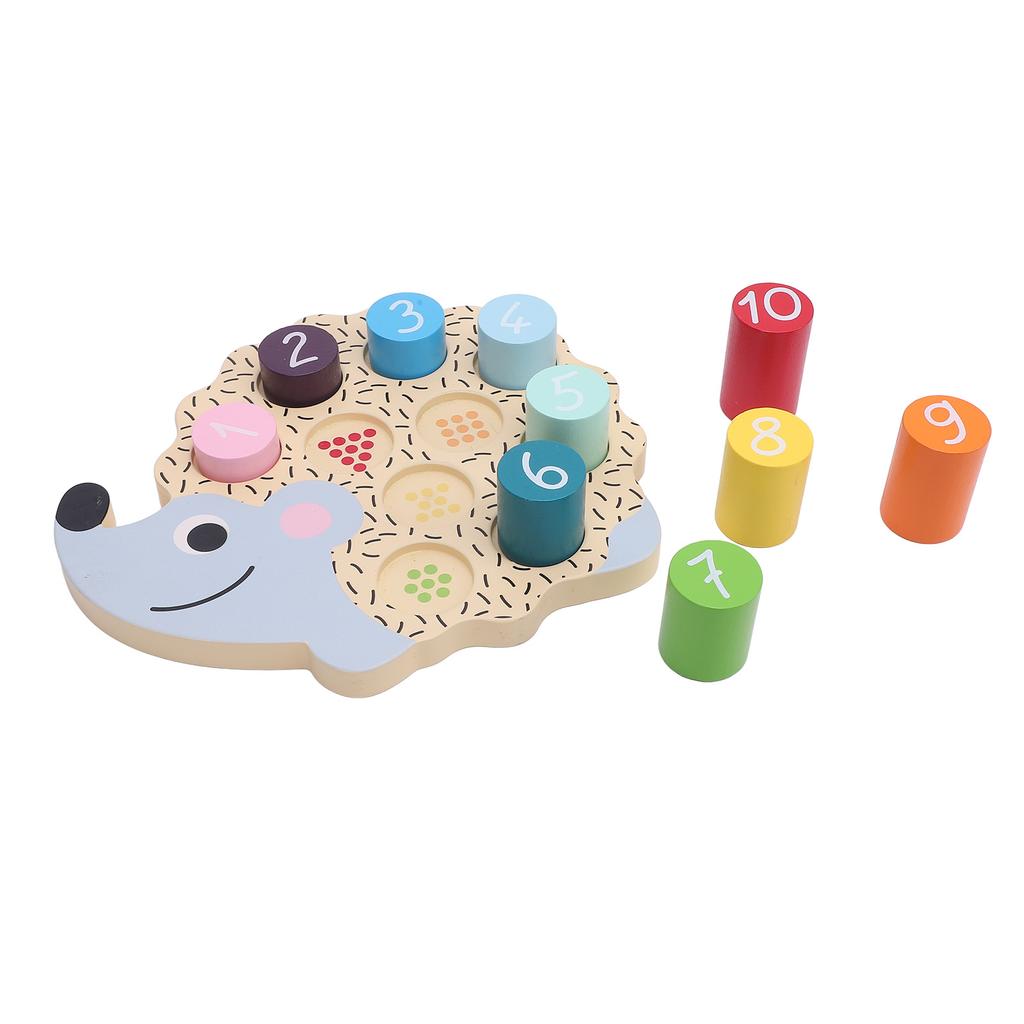 Children Wooden Puzzle Early Education Shape Cognition Color Classification Hedgehog Number Game