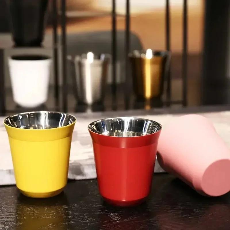 80ML Espresso Mugs 304 Stainless Steel Coffee Cups Insulated Double Wall Dishwasher Safe Small Capacity Insulation