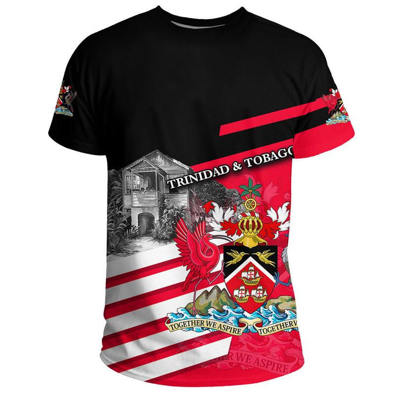 Trinidad And Tobago Flag Pattern T-Shirt Men 3D Printed Outdoor Sportswear Tee Shirts Round Neck Short Sleeves Street T Shirt
