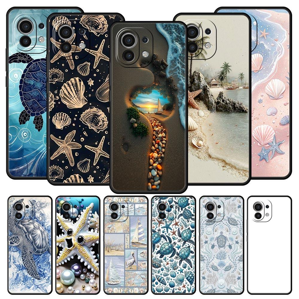 Ocean Coastal Seashell Seaweed Phone Case Cover for Xiaomi Mi 17 15 14 13 12 11 Ultra 15T 14T 13T 12T 11T Pro Lite 5G Soft TPU