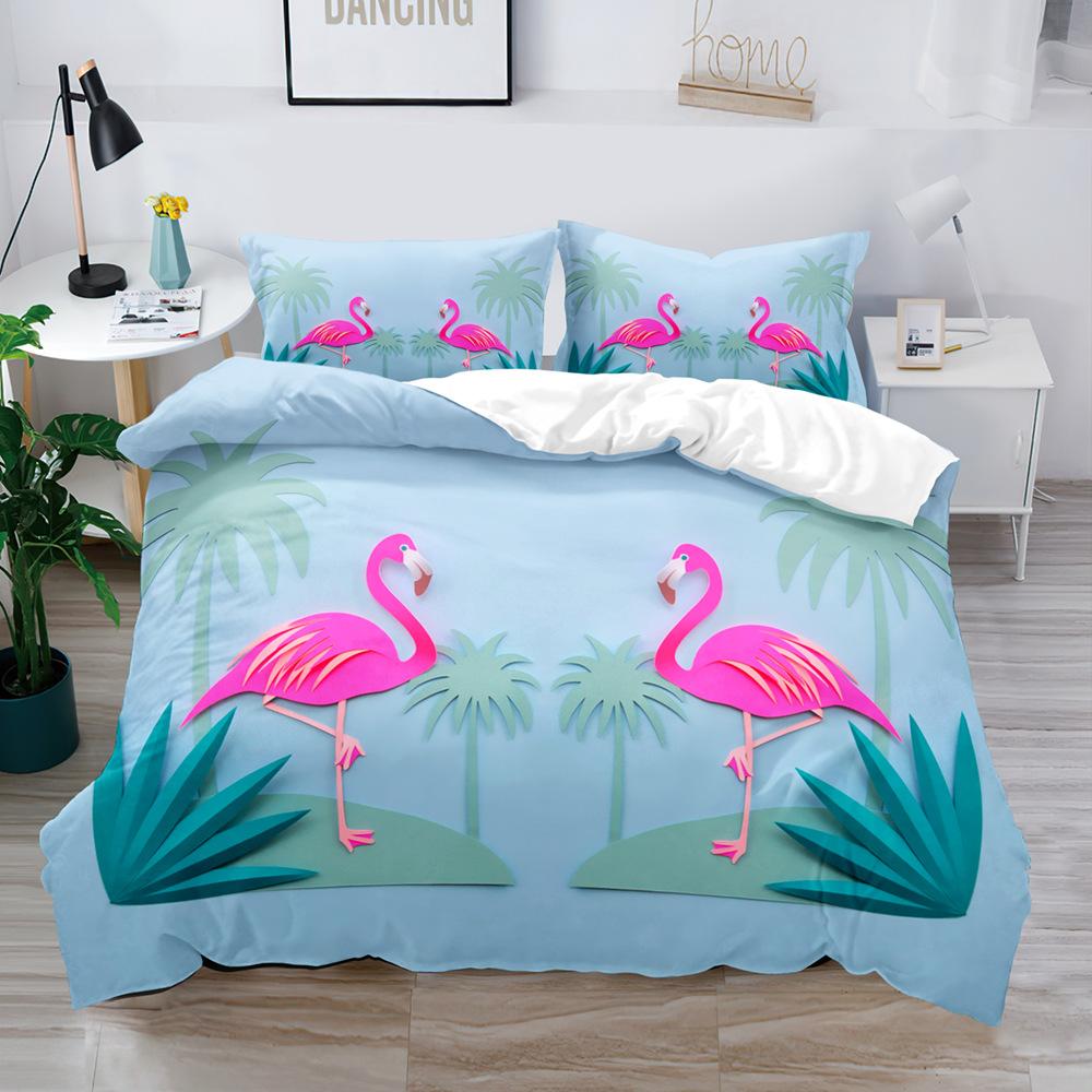 Bird Game Digital Printing Quilt Cover Three-Piece Set