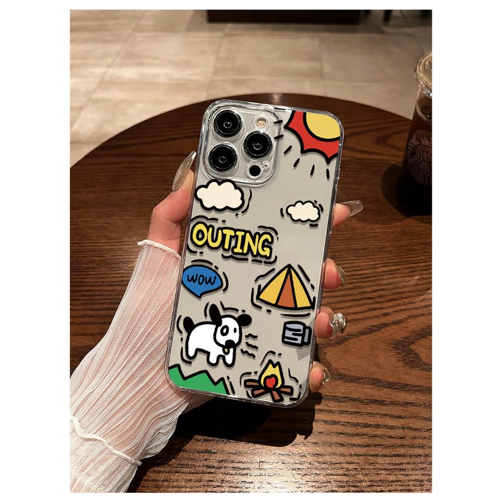 Cute Graffiti Doodle TPU Phone Case For IPhone 15 14 13 12 11 Pro Max X XR XS 8 7 Plus, Clear Shockproof Protective Cover
