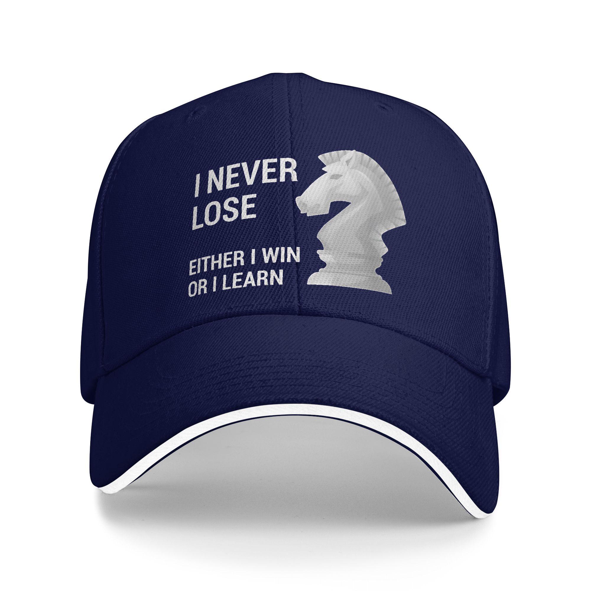 I Never Lose Either I Win Or I Learn Accessories Unisex Baseball Cap Chess Love Trucker Hat Classic Outdoor Headwear Adjustable Adjustable