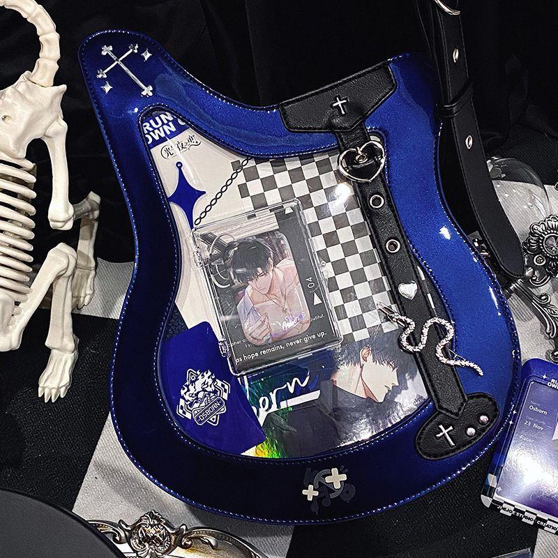Y2K Bass Guitar Ita Bag Lolita Girl Transparent Shoulder Tote Bag Large Capacity Crossbody Casual Bag Diy Display Handbags