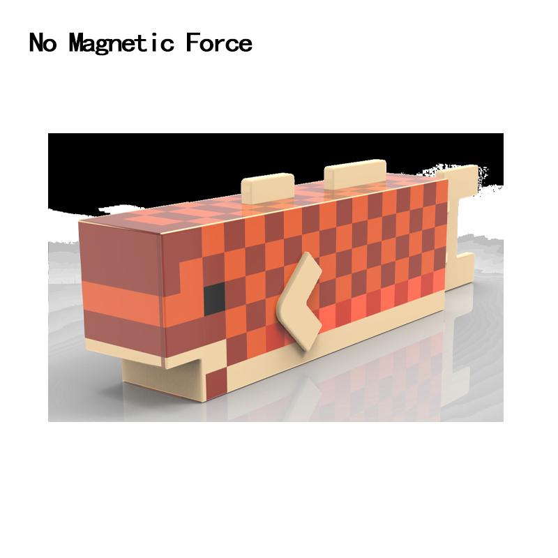 Pixel-Stil Mineral Magnet Welt Magnetische Bausteine Montage Ersatzteile Sensorisches Spielzeug für Kinder DIY Tierwürfel Grundplatte