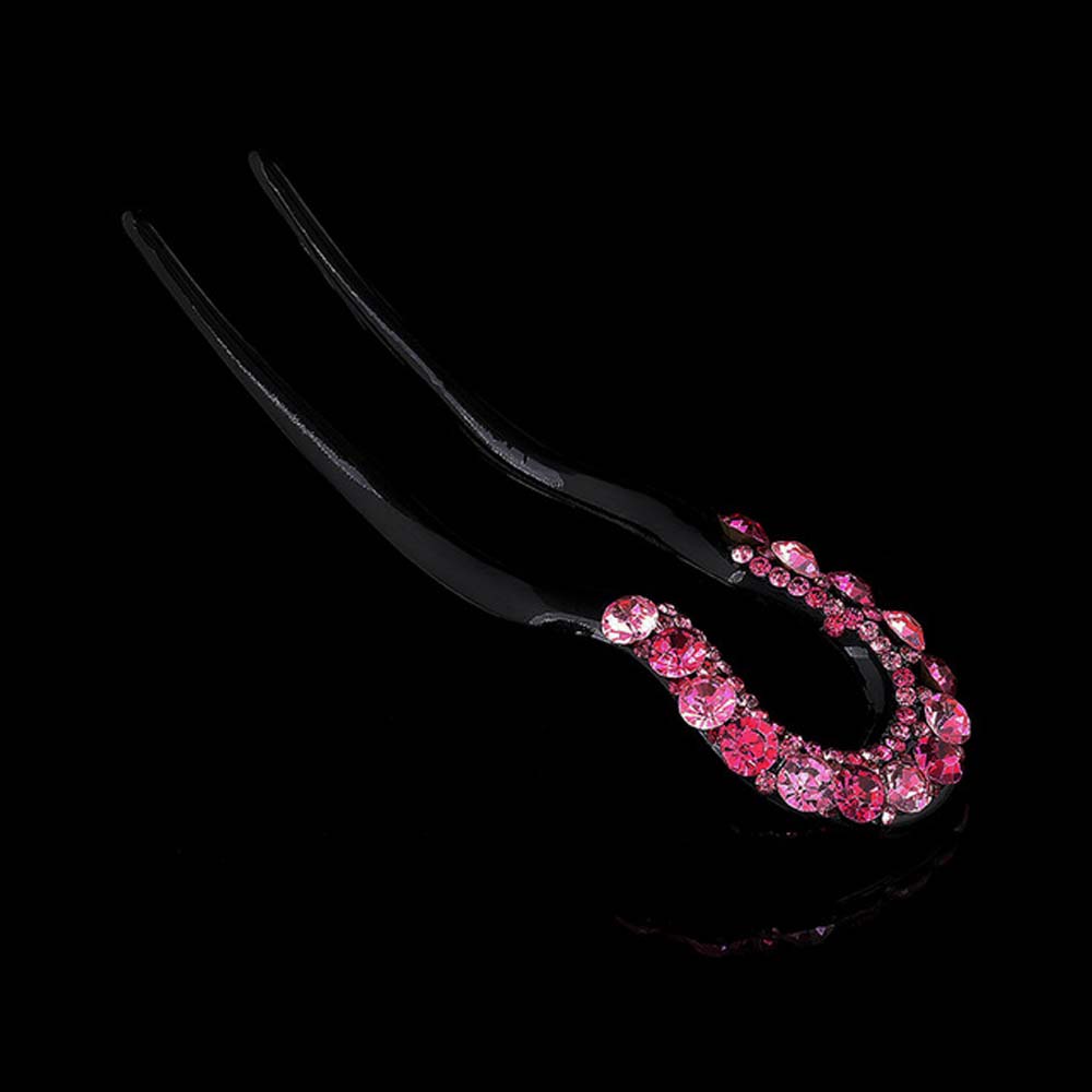 Simple Retro Lady U-shaped Rhinestone Acrylic Hair Sticks Hair Accessories Hairpin Hair fork