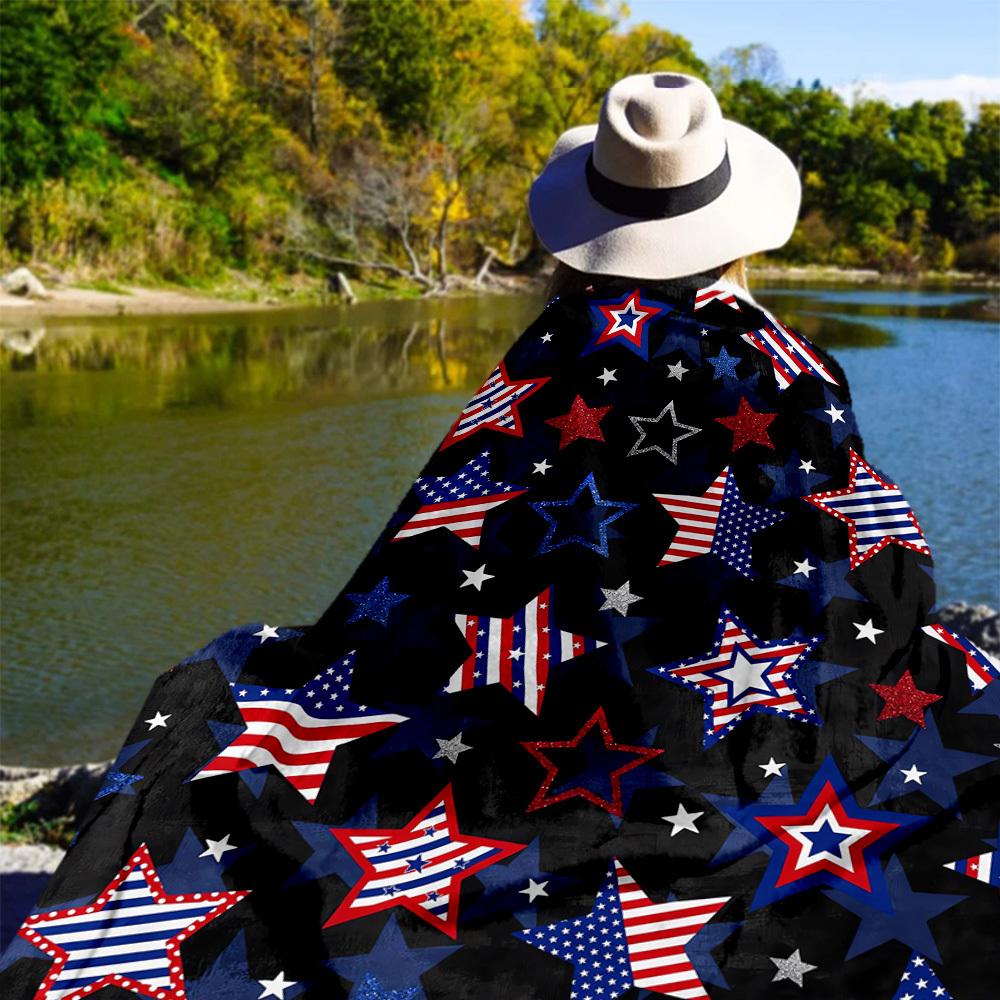 Stars Patriotic Outdoor Flannel Blankets, Outdoor travel, Home Blankets, Fan Gifts,Suitable for All Seasons, Christmas Gifts. R1127119