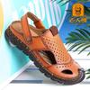 Old Man Head Leather Sandals First Layer Cowhide Beach Shoes Summer New Men's Breathable Casual Bag Head Sandals Dual-purpose