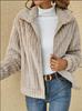 Women's Plush Lapel Short Cardigan Jacket - Autumn/Winter 2023