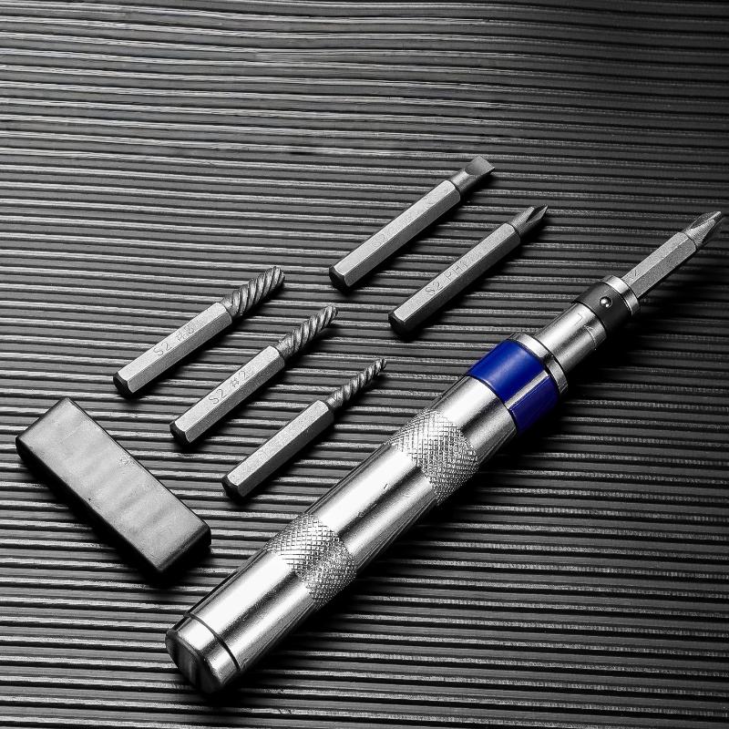 1Set 6 In 1 Impact Screwdriver Kit - 1/4-inch Impact Drive Rusted Stuck Broken Fasteners Remover Tool for DIY Repair Automotive