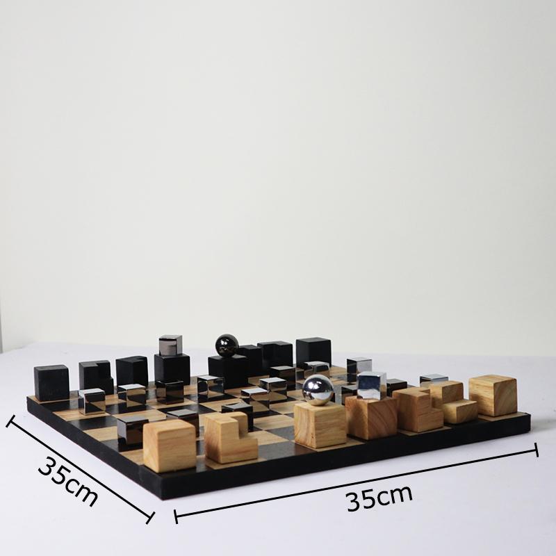 Натуральное дерево Шахматные игры Геометрические поделки Деревянная шахматная доска Шахматные фигуры Геометрические произведения искусства Украшения Современные повседневные шахматные игры