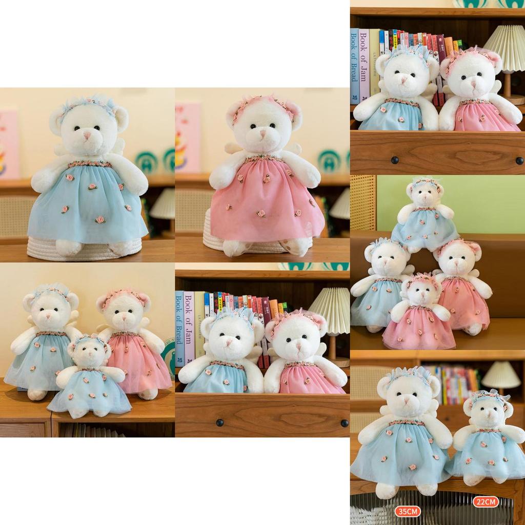 Adorable Soft Plush Rabbit And Bear Dolls In Floral Dresses For Unique Gifts