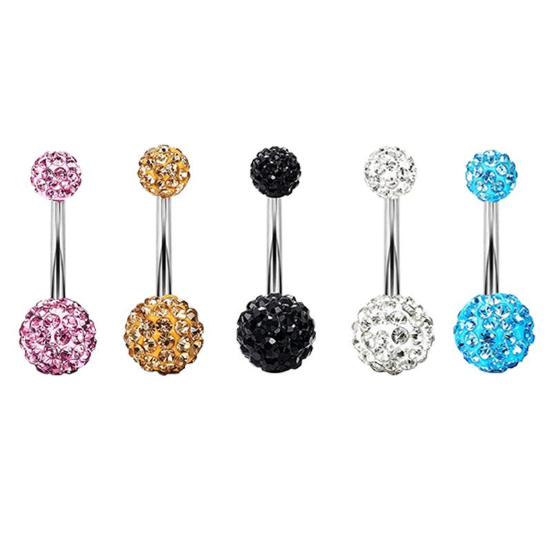 European And American New Combination Flashes Navel Nails Soft Pottery Ball Belly Button 10 -In -One Stainless Steel Puncture Jewelry