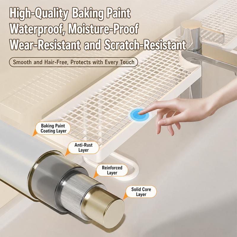 Over Faucet Sink Storage Shelf Large Punch-free Capacity Waterproof Holder for Bathroom Toiletries Kitchen Dishwashing Supplies