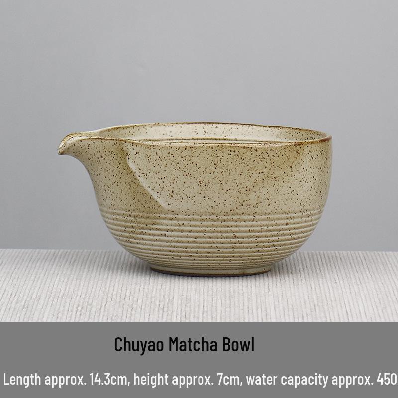 Japanese Ceramic Tea Ceremony Set: Matcha Bowl, Whisk Stand, Hyakuhon-Tate Whisk, and Scoop