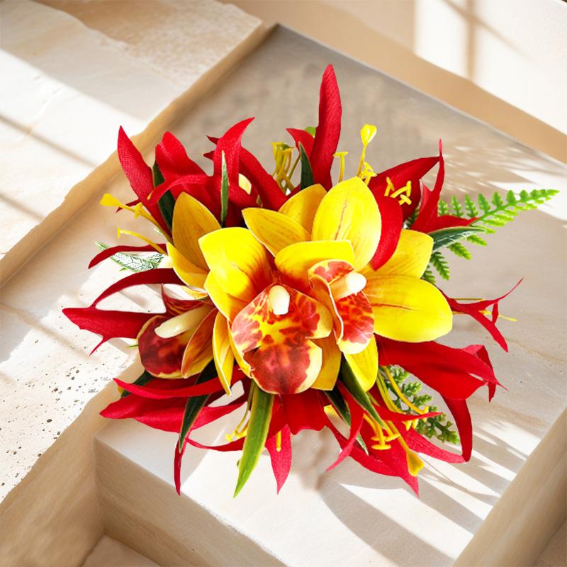 Simulated Orchid Hair Clip Lightweight Bohemian Side Hair Claw for Women Casual Beach Resort Daily Wear Gift