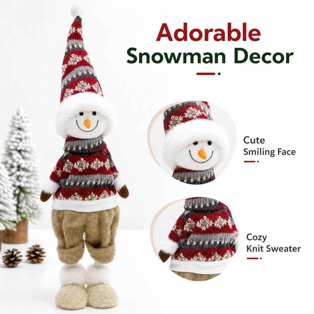 Festive Christmas Tree Santa and Snowman Doll Ornaments, Cute Holiday Decorations for Home and Party