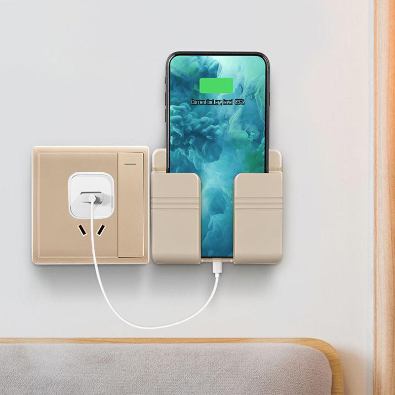 Wall-Mounted Multi-Functional Phone Charging and Remote Control Stand, Punch-Free