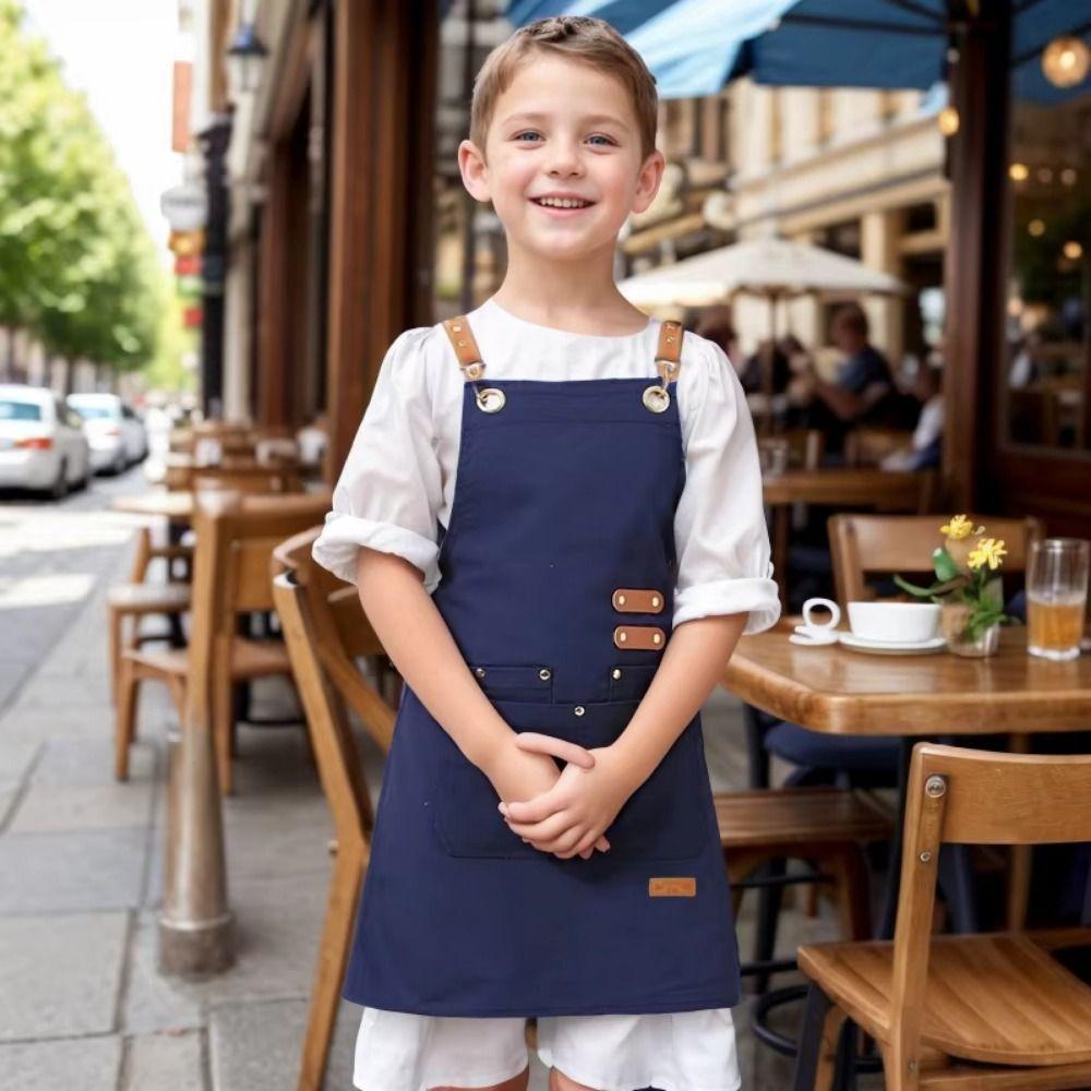 Lightweight Children's Canvas Apron Minimalist Kids Chef Costume Kids Cooking Apron  Baking