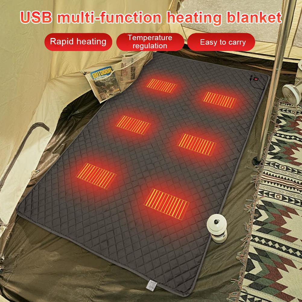 Electric Heating Blanket USB Powered 6 Heating Zones Heated Sleeping Bag Pad USB Powered Physiotherapy Blanket 6 Heating Zones