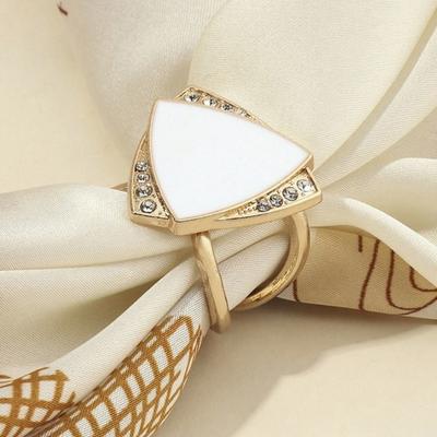 Silver Gold Metal Scarf Ring for Women Geometric Scarf Ties Clip Rhinestone Slide Buckles for Shawl Dresses Accessories