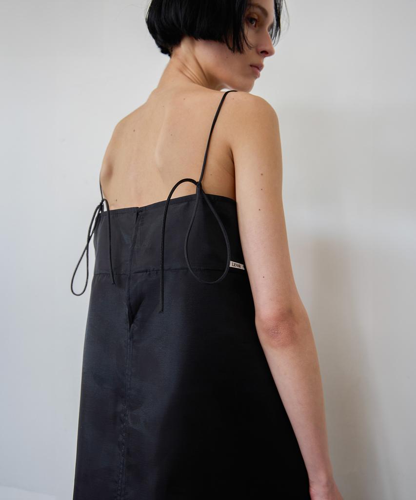 Leuba Layered Sheer Slip Dress - Black