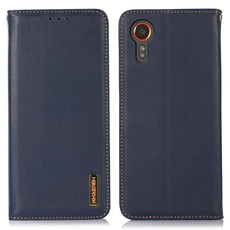 For Samsung Galaxy Xcover7 Genuine Cow Leather Case Phone Wallet Stand
