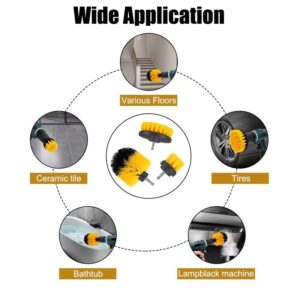 Nylon Detailing Drill Brush with Extender Rod Car Wash Brush Electric Drill Brush Kit  Tile