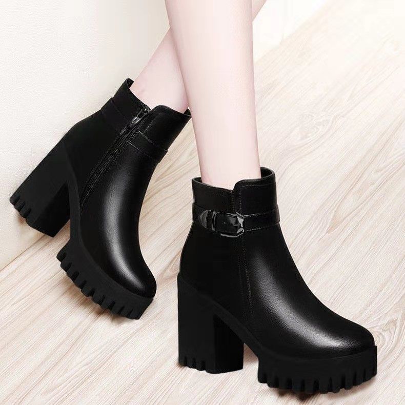New Hot Style Fashion Women Boots Round Head Thick Bottom PU Leather Waterproof Woman Snow Boots Free Shipping