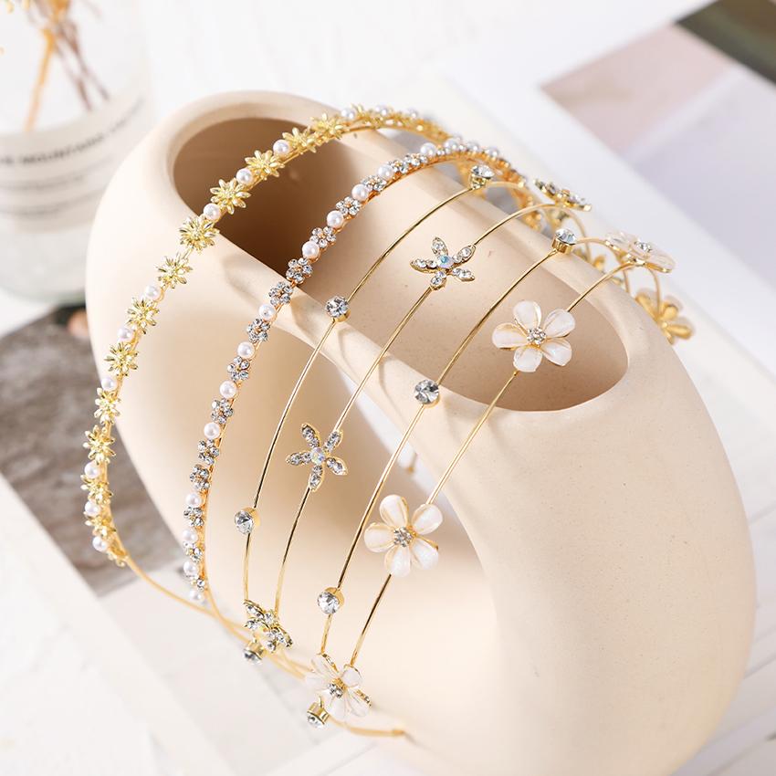 Women's Fashion Rhinestone Headband Pearl Alloy Hairband Vintage Headband Jewelry Hair Accessories For Women Trend Hair Hoop