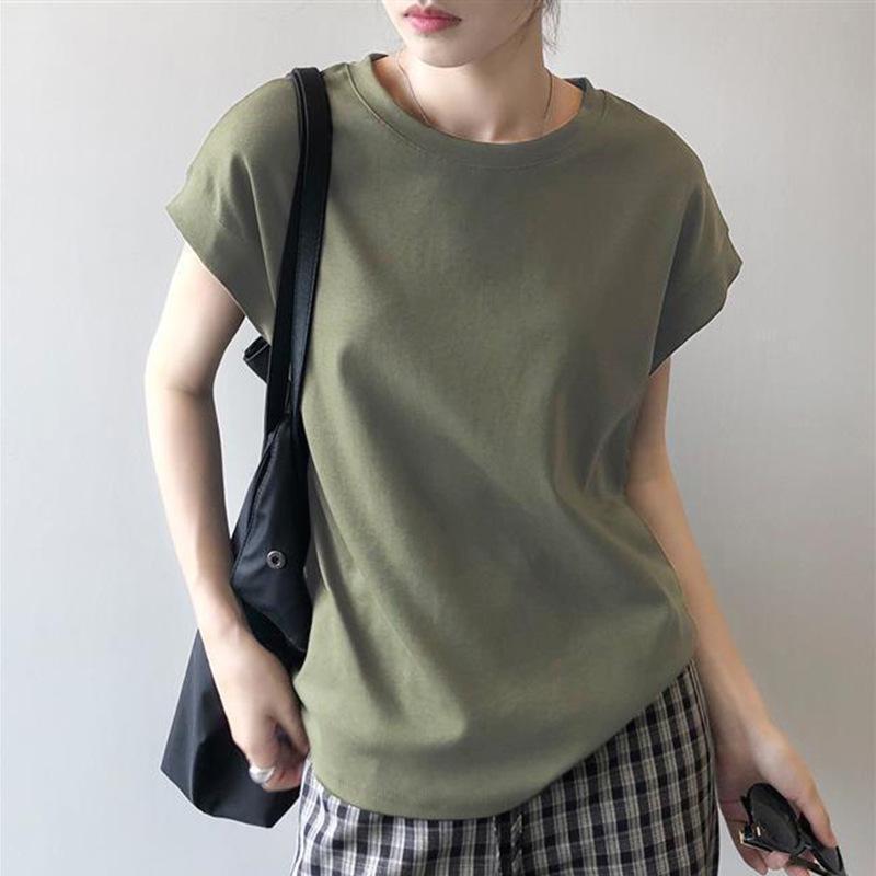 

Korean version of temperament summer new versatile women s sleeveless vest top design sense side anti-light T-shirt M зелений