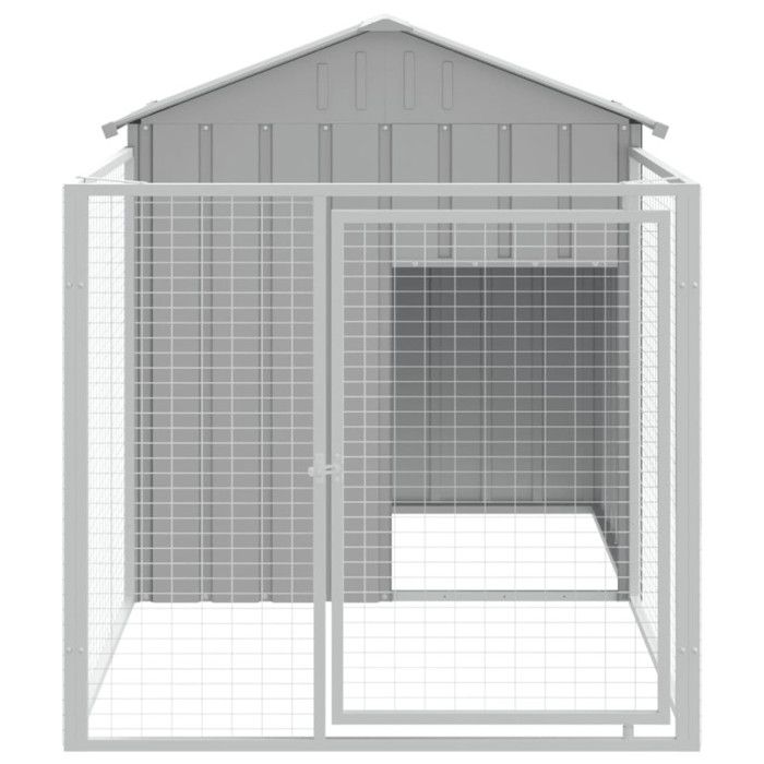 VidaXL Dog Niche with Yard, Dog Shelter with Roof, Pet Cage, Outdoor Patio House, Grey 172352