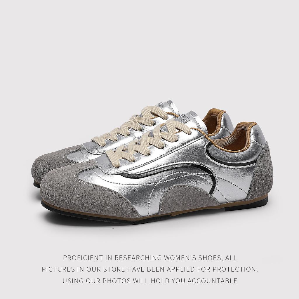 Dexun Shoes Women'S Casual Lace-Up Inner Height-Increasing Splicing Matte Spring New Flat-Bottomed Comfortable Single Shoes 26