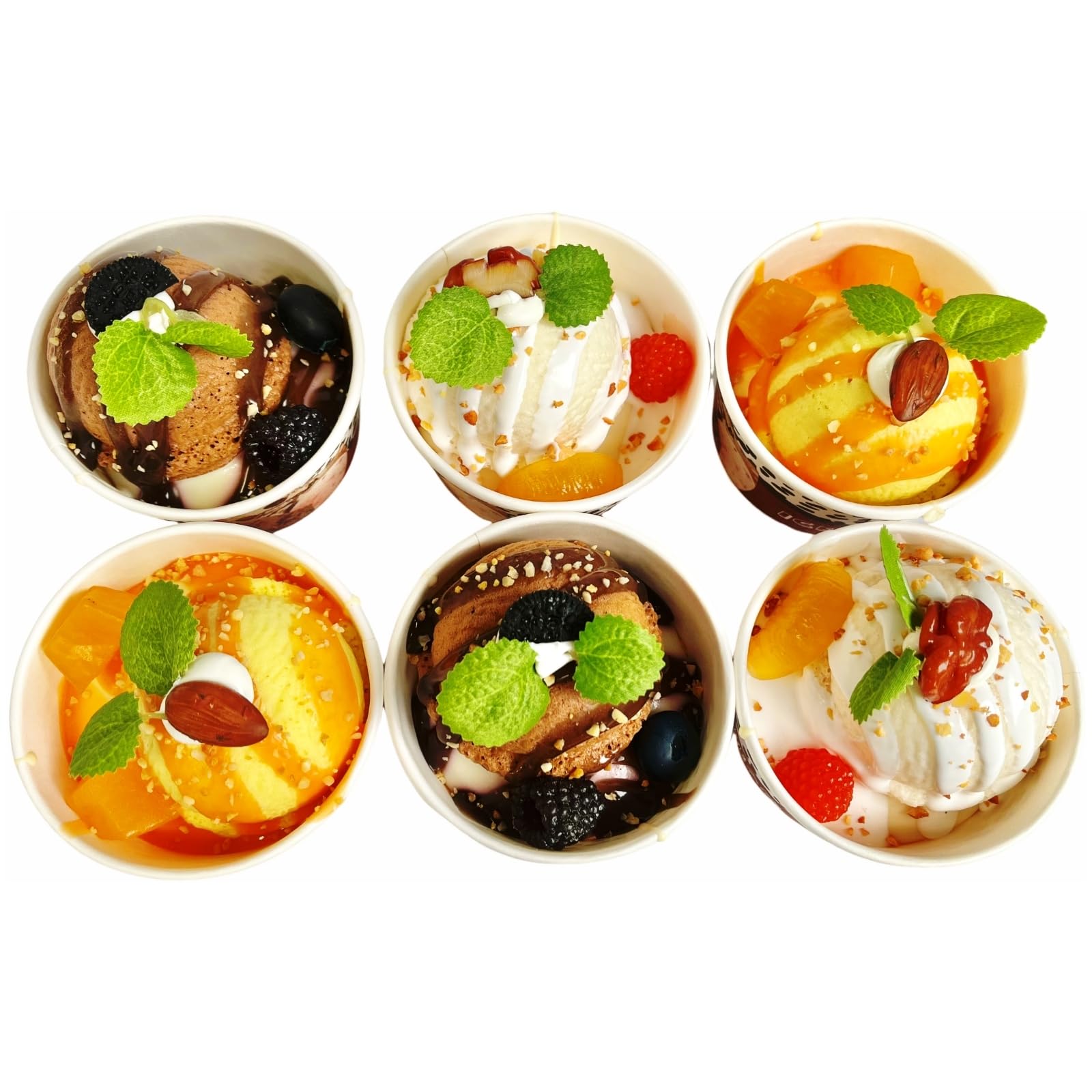 

Cup Ice Cream Set of 6 Indoor Food Magnets for Refrigerator Q-FLA Magnets, (Chocolate, Orange, Vanilla), Decor, Samples, Desserts, Sweets, (834417)