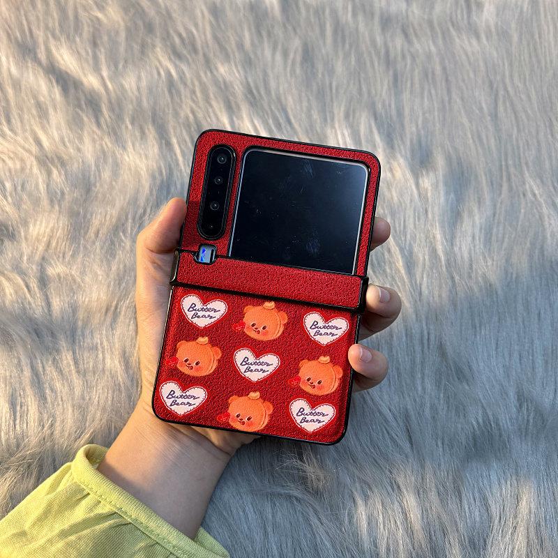 Moon pit butter bear girl ring rope suitable for Huawei pocket/s folding screen PuraX mobile phone case Xiaomi mixflip Samsung zflip//Honor v/novaflip