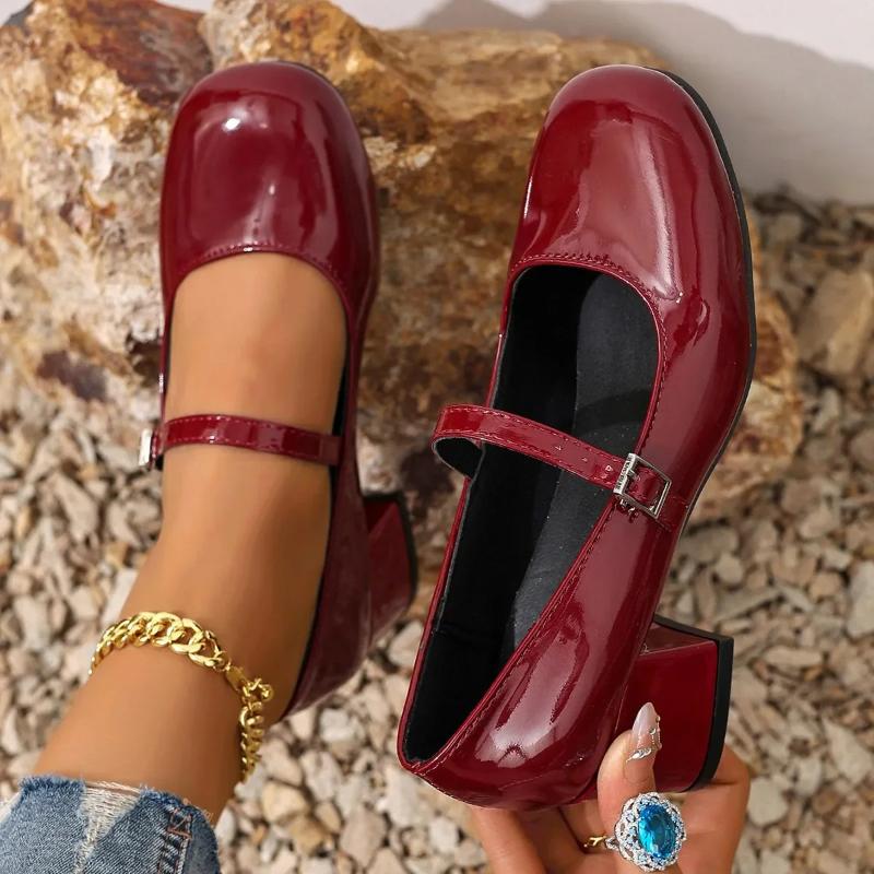 French Butterfly Knot Mary Jane Single Shoes Women's Chunky Heel Elegant Versatile Skirt Matching Small Leather Shoes