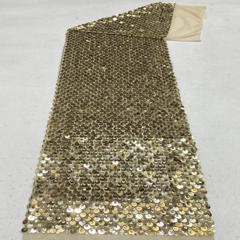Stretch Mesh Fabric with Shell Sequins Beads Shimmer Embroidery for Women's Dresses Evening Gowns Kids' Clothing Shoes Bags