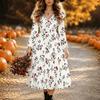 Halloween Women's Red Rose Print Midi Dress A Line Dress Vacation Casual Daily Regular Fit  Long Sleeve V Neck Black  Spring Fall