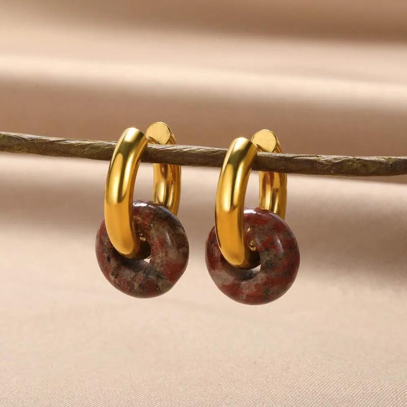 

Нишевая мода универсальные ретро текстура бусины из натурального камня серьги серьги горячие украшения женщины красный