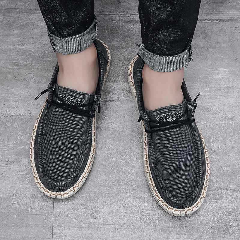 Men Lace-up Front Loafers British Casual Shoes Men's Breathable Business Shoes Flats Driving Shoes