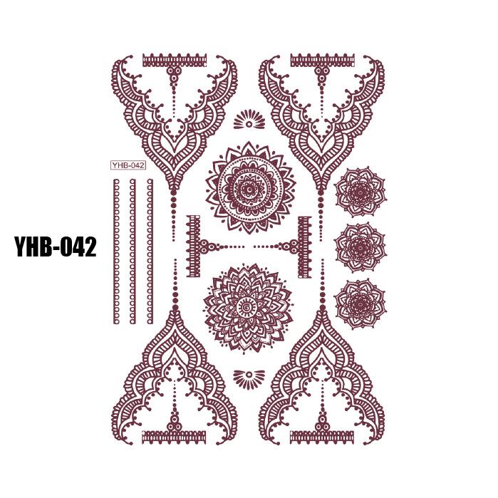 Henna Lace Tattoo Sticker for Back of Hand - Brown, Disposable, Water-Transfer