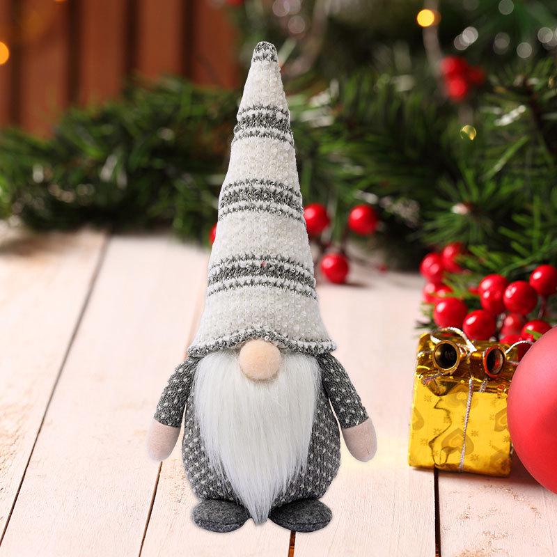 High-end Knitted Christmas Gnome Plush Ornament with Pointed Hat